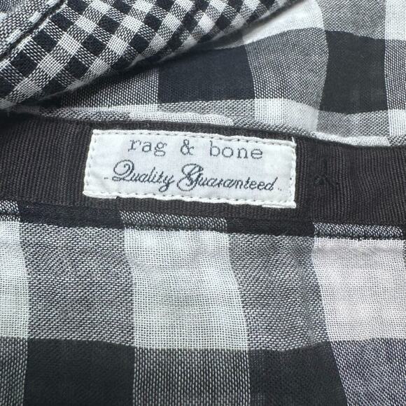 Rag & Bone Shirt Mens M Black White Cotton Checked Gingham Button Front LS - Picture 9 of 16